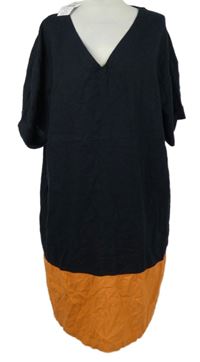 Nové - Dámské černo-oranžové lněné šaty F&F