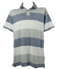 Pánské šedo-tmavomodro-bílé pruhované polo tričko Next 