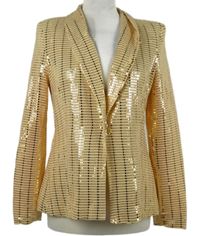 Dámsky oranžovo-zlatý trblietavý sakový cardigán Savida