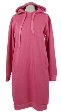 Dámske ružové teplákové šaty s kapucňou