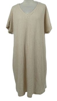 Dámské pudrové žebrované úpletové šaty Shein 