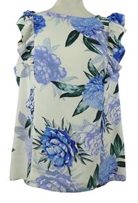 Dámská smetanovo-modrá květovaná halenka s volánky Billie&Blossom 