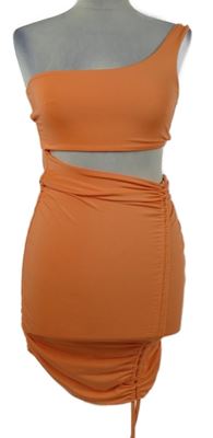 Dámské oranžové minišaty s průřezem a stahováním Shein