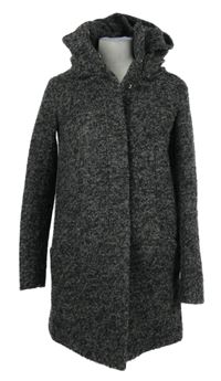 Dámsky sivo-čierny melírovaný vlnený kabát Tom Tailor