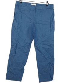 Dámské modré lněné slim crop kalhoty GAP 