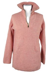 Dámský růžový svetr s límcem F&F