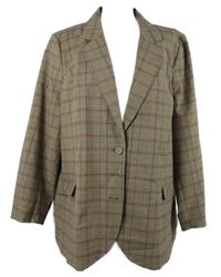 Nové - Dámský béžovo-hnědý kostkovaný blejzr 