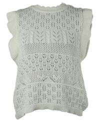 Dámská smetanová háčkovaná svetrová vesta 