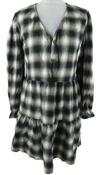 Dámske čierno-béžové kockované košeľové šaty Primark