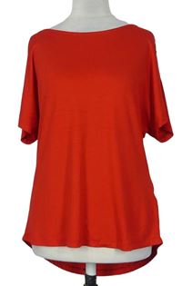 Dámske červené voľné é tričko s průstřihy na ramenou a cvokmi  Peacocks