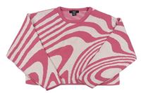 Bielo-ružový crop sveter New Look