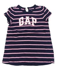 Tmavomodro-ružové pruhované tričko s logom GAP