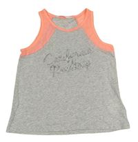 Sivo-neónově ružový crop top s nápisom H&M