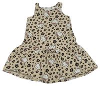 Béžové bavlnené šaty s fľakmi a Hello Kitty H&M