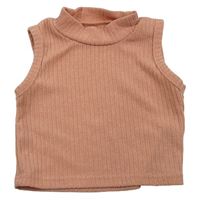 Svetloružový rebrovaný úpletový crop top