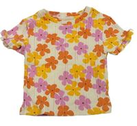 Smotanové kvetinové crop tričko Primark