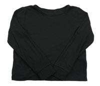 Čierne rebrované crop tričko Primark