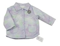 Nové - Lila-modro-zelená šušťáková prešívaná zateplená bunda s kytičkamiNutmeg