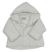 Bílá sametová zateplená propínací mikina s kapucí 