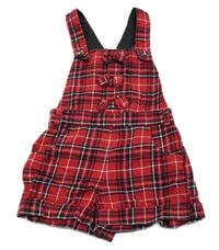 Červeno-čierno-biele kockované na traké kraťasy George