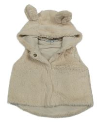 Béžová kožušinová podšitá vesta s kapucňou Lullaby