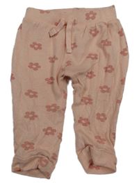 Světlerůžové květinové úpletové kalhoty George