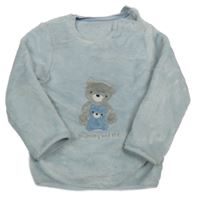 Svetlomodrá chlpatá mikina s medveďmi Little nutmeg