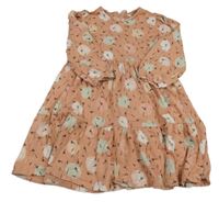 Růžové teplákové šaty s kytičkami a puntíky Next