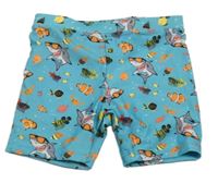 Azurové nohavičkové plavky s rybami a žraloky Dopodopo