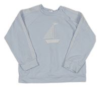Světlemodro-biela mikina s plachetnicou