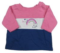 Ružovo-bielo-modrá mikina s dúhou