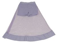 Fialová kraťasová tylová sukňa s perlami