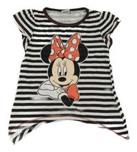 Černo-bílé pruhované tričko s Minnie Disney