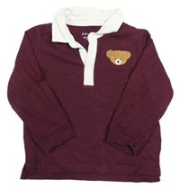Vínové polo triko s medvědem Primark