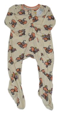 Nové - Smetanovo-růžový sametový overal se slony Primark