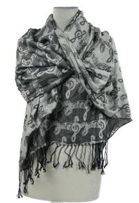 Dámska sivá šál so vzorom a strapcemi