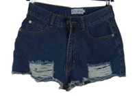 Dámské tmavomodré riflové kraťasy s prošoupáním a vysokým pasem In the style