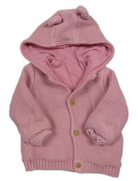 Růžový podšitý propínací svetr s kapucí M&S