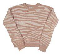 Světlerůžovo-bílý vzorovaný crop svetr Primark