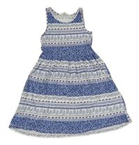 Modro-biele vzorované bavlnené šaty H&M