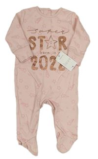 Svetloružový overal s nápisom a hviezdami Matalan