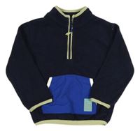 Tmavomodrá fleecová mikina s vreckom M&S