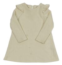 Smotanové vzorované úpletové šaty s volánikmi Primark