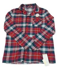 Nové - Červeno-tmavozeleno-bílý kostkovaný pyžamový kabátek 