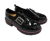 Čierne lesklé topánky so sponou vel.34