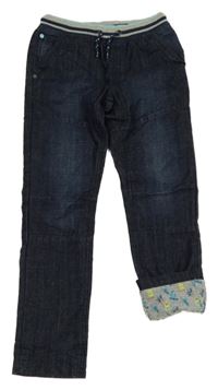 Tmavomodré podšité rifle s úpletový pasem C&A