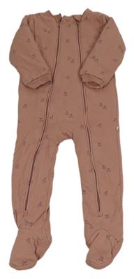 Staroružový bavlnený zateplený overal s třešničkami Next