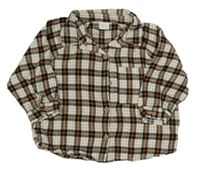 Smetanovo-černo-cihlová kostkovaná halenka Next