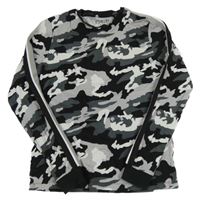 Čierno-sivé army tričko s pruhy na rukávech Next