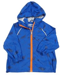 Modrá nepromokavá bunda s dinosaurami a kapucňou C&A